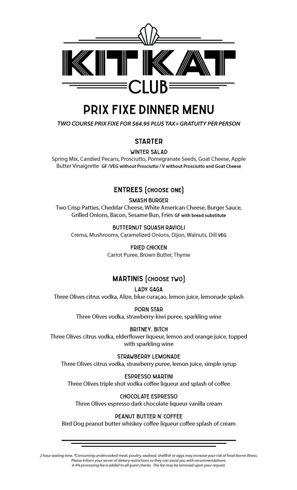 KitKatClub PrixFixeDinnerMenu012626