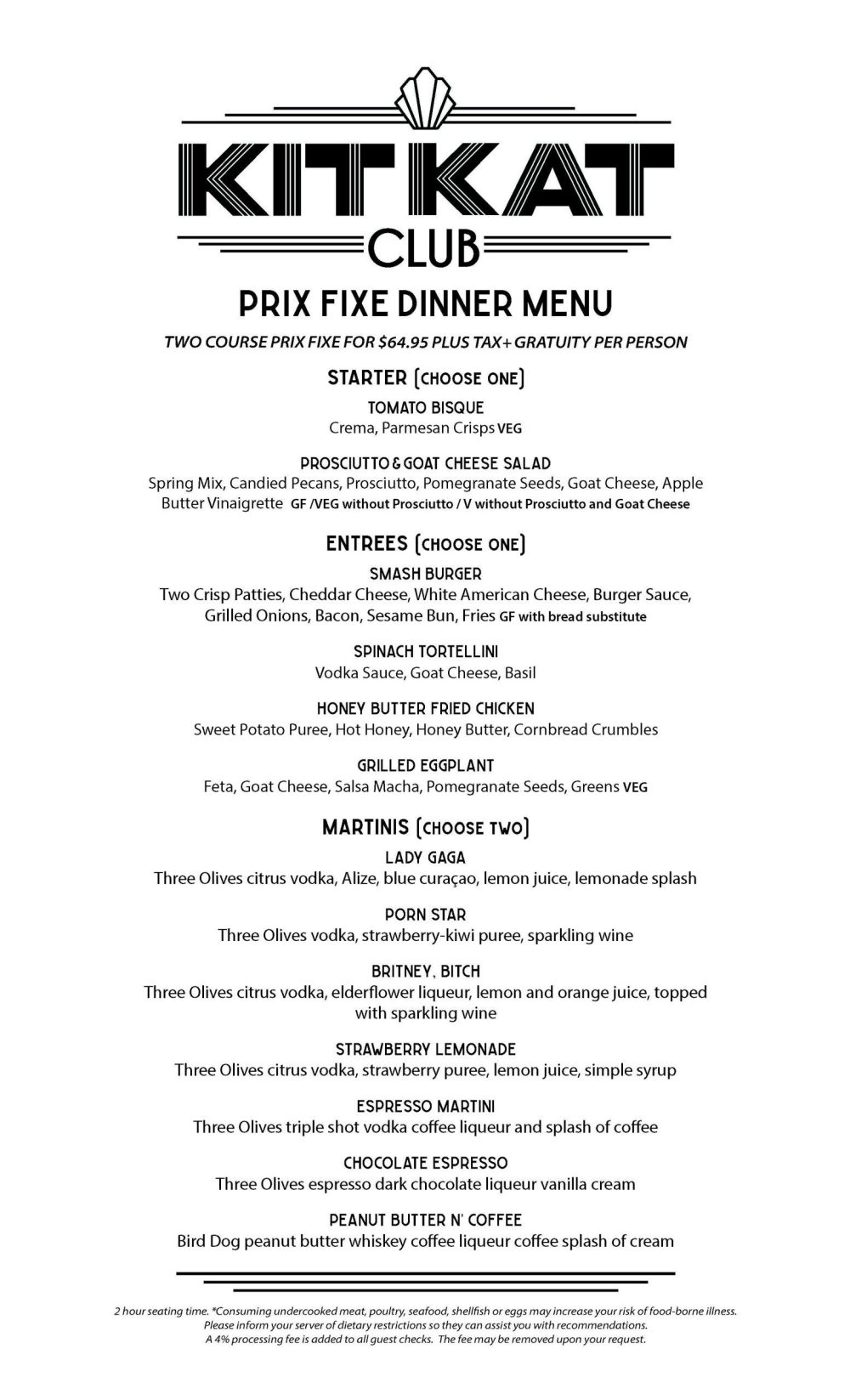 KitKatClub PrixFixeDinnerMenu022026